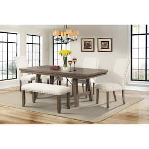 Dex 6-Piece Dining Set-Table 4 Upholstered Side Chairs and Bench