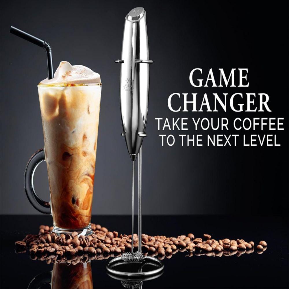 Executive Series Silver Stainless Steel Handheld Milk Frother