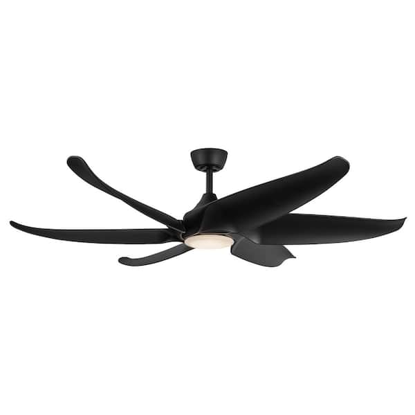 KUZCO Coronado 60 in. 1-Light Matte Black Integrated Indoor LED Smart Ceiling Fan