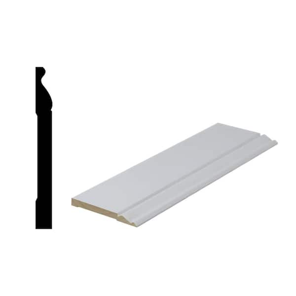 RESO RMB 688 11/16 in. D x 5-1/4 in. W x 96 in. L Primed Finger-Joined Pine Baseboard Molding 1-Piece 8 ft. Total
