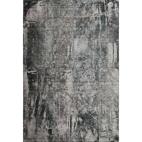 Mayfield Premium Machine Washable Abstract AMF2236 Gray 3 ft. x 5 ft. Area Rug