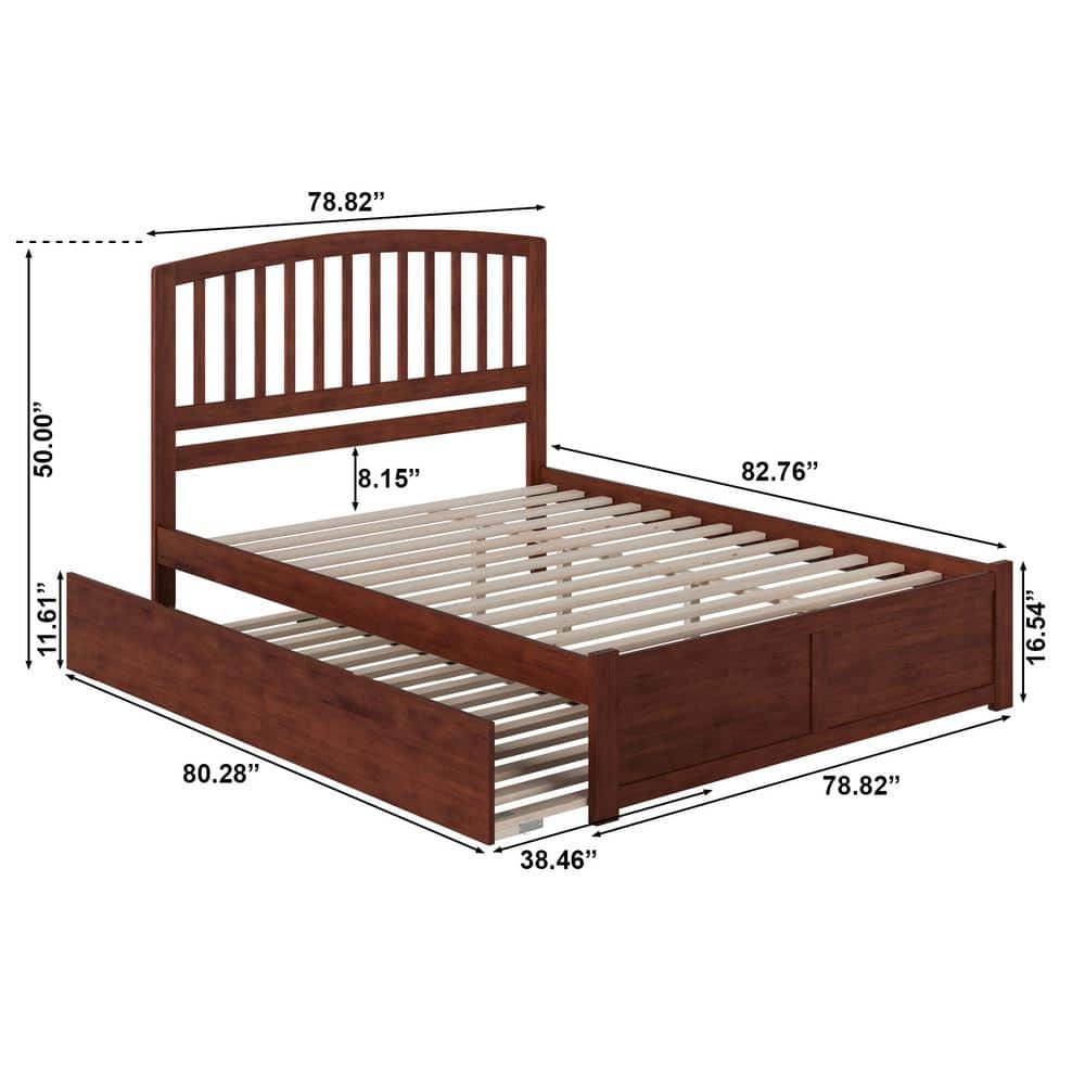 Richmond Walnut King Wood Platform Bed with Twin XL Trundle