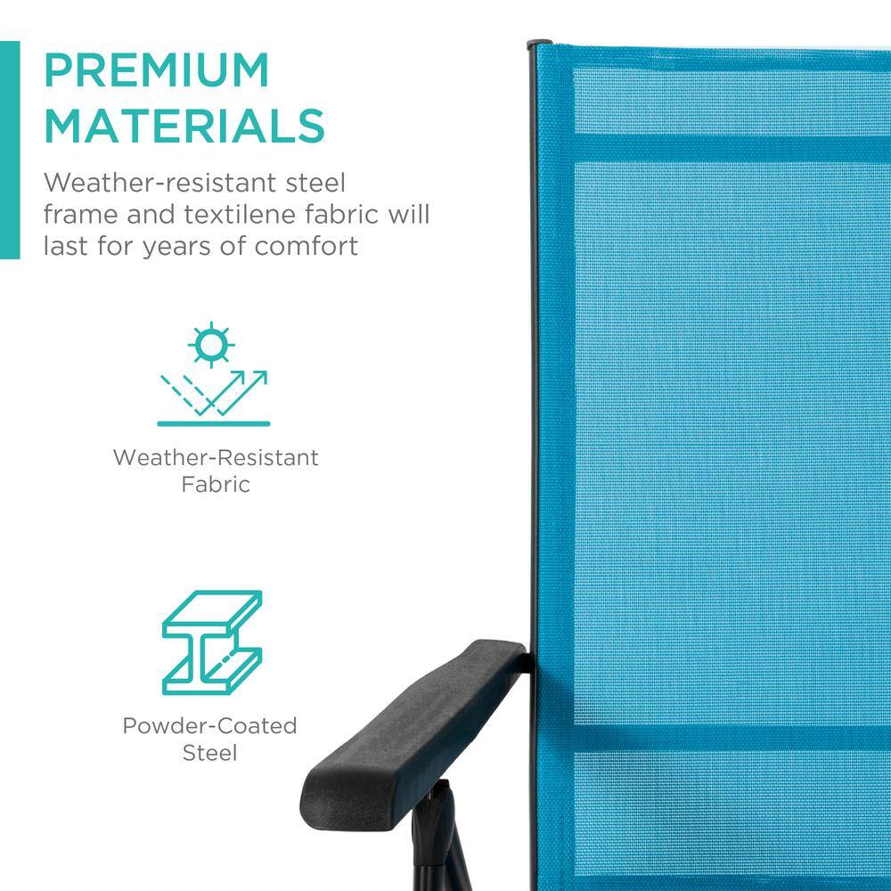 Sky Blue Adjustable Outdoor Chaise Lounge Chairs with Steel Frame