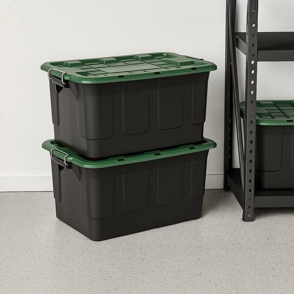 HOMZ 2 Pack 30 Gal. Plastic Stackable Home Storage Bins with Lids