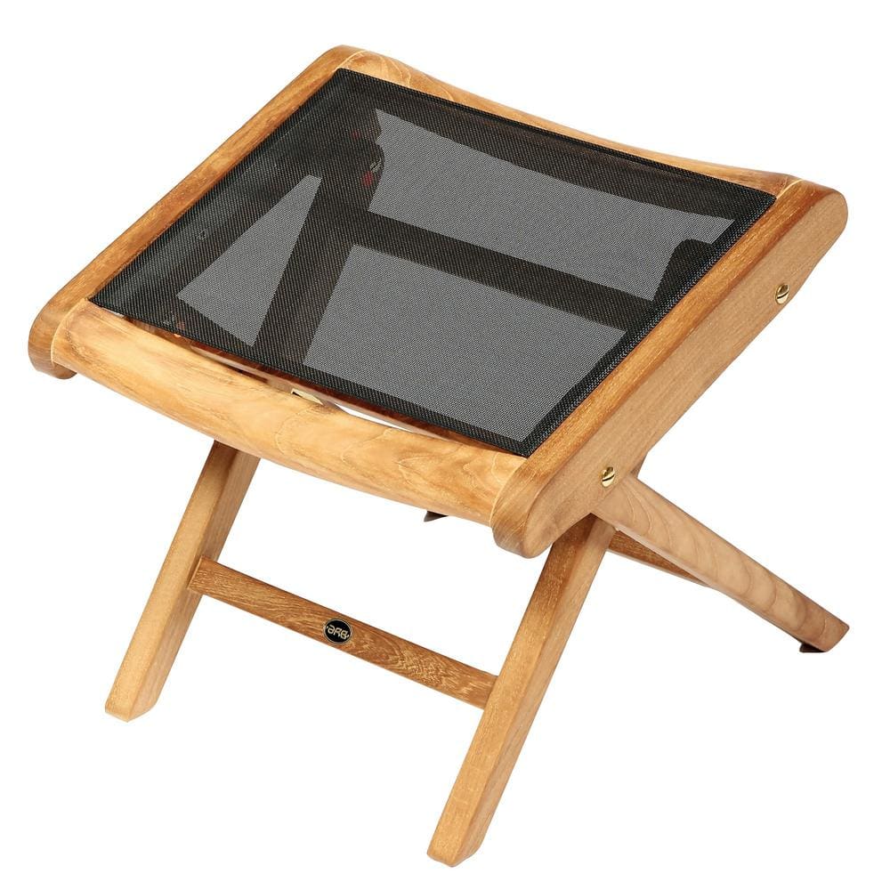 Arb Teak Brown Wood Outdoor Leg Rest with Mesh Seat
