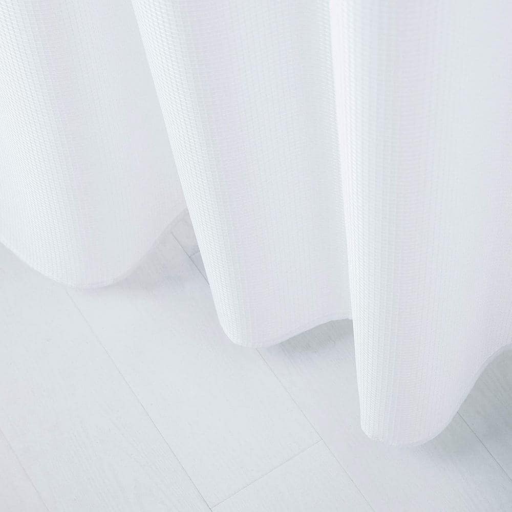 White Waffle Weave Fabric Shower Curtain with Detachable Liner