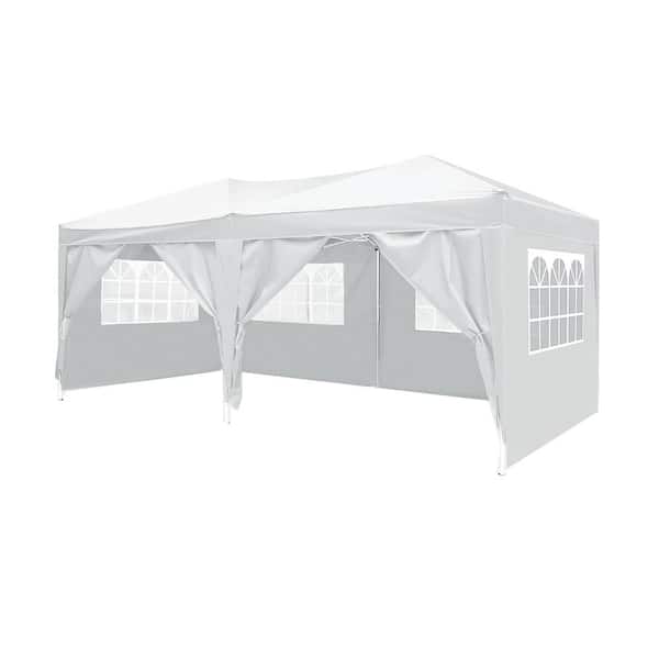 20 ft. W x 10 ft. D x 8.5 ft. H White Roof Metal Portable Carport with 6 Removable Sidewalls