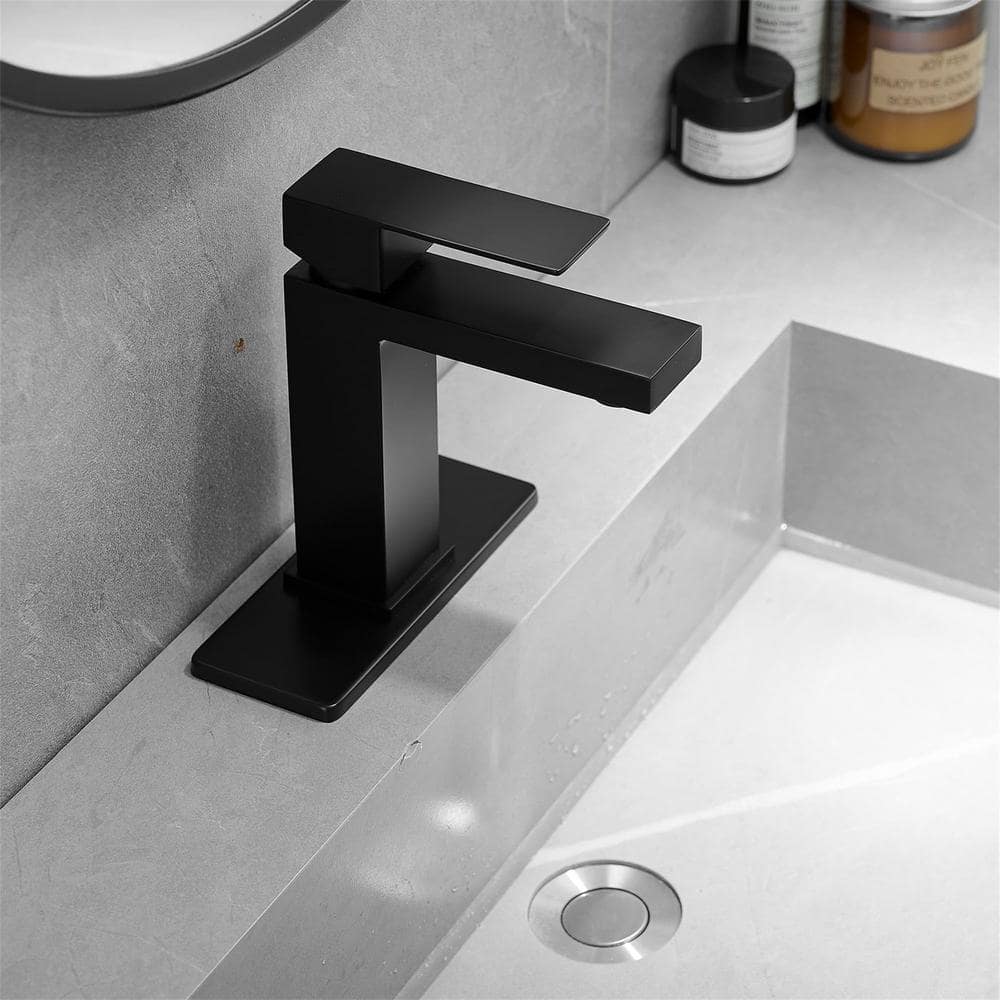 Matte Black Stainless Steel Single Handle Bathroom Faucet