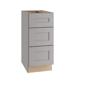 Tremont Pearl Gray Painted Plywood Shaker Assembled 3 Drawer Base Kitchen Cabinet Sft Cls 12 in W x 21 in D x 34.5 in H