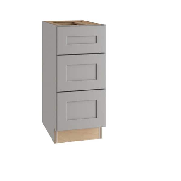 Home Decorators Collection Tremont Pearl Gray Painted Plywood Shaker Assembled 3 Drawer Base Kitchen Cabinet Sft Cls 18 in W x 24 in D x 34.5 in H