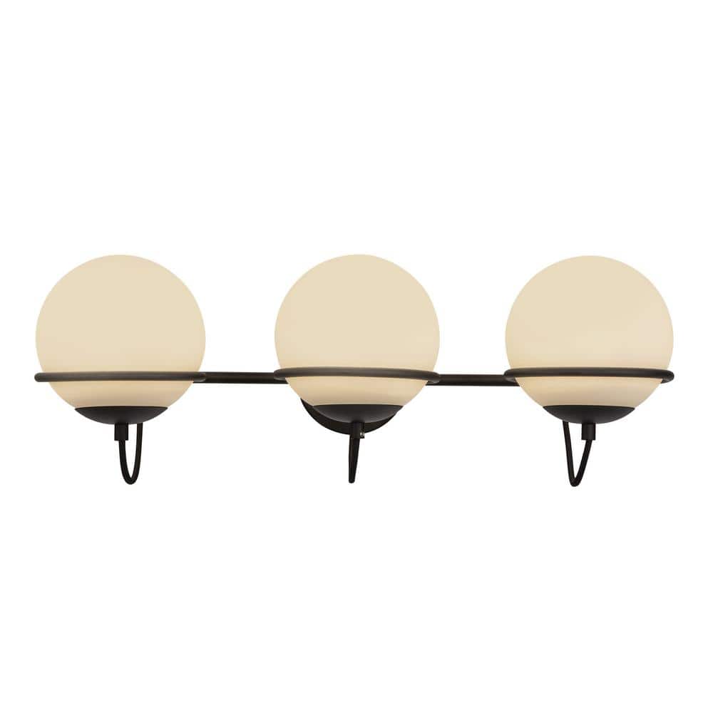 Matte Black and Opal Glass 3-Light Vanity Fixture