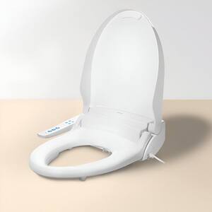 OmigoGS Essential Electric Bidet Seat for Round Toilets with Warm Water Washes in White
