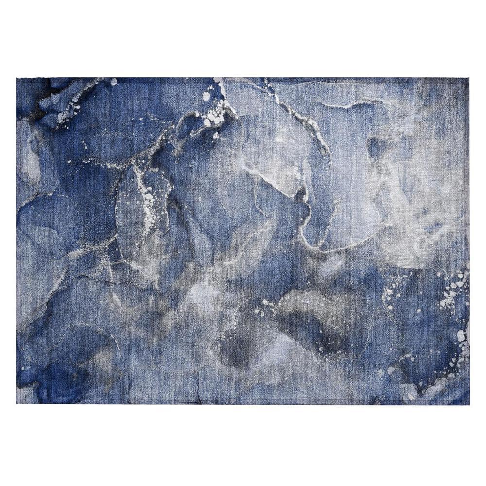 Blue and Gray 2 ft. x 3 ft. Woven Abstract Polyester Rectangle Indoor/Outdoor Area Rug price history on PriceWatchPro