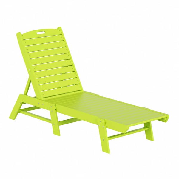 WESTIN OUTDOOR Laguna Lime Fade Resistant HDPE All Weather Plastic Outdoor Patio Reclining Chaise Lounge Chair with Adjustable Back