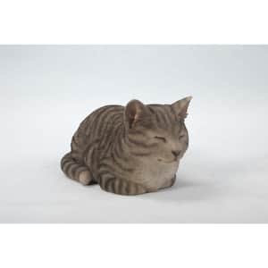 Sleeping Grey Tabby Cat Statue