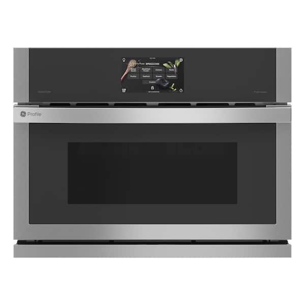 GE Profile 27 in Single Residential Electric Wall Oven with and 120V Advantium Technology in. Stainless Steel