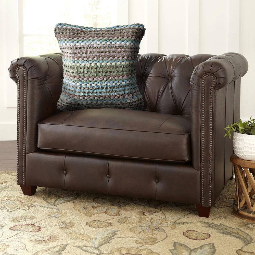 Verdant Green and Blue Textured Weave Square Throw Pillow