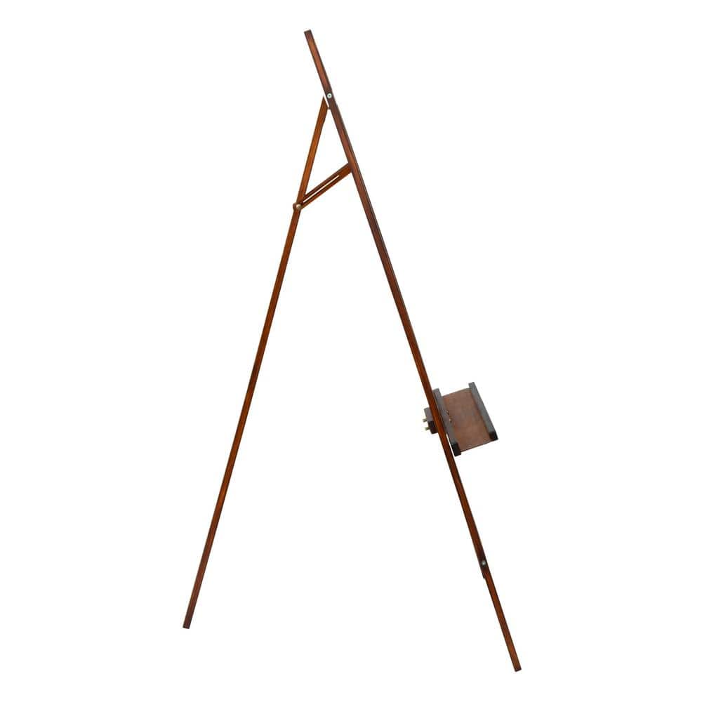 Rustic Oak Adjustable Height Museum Easel with Metal Frame