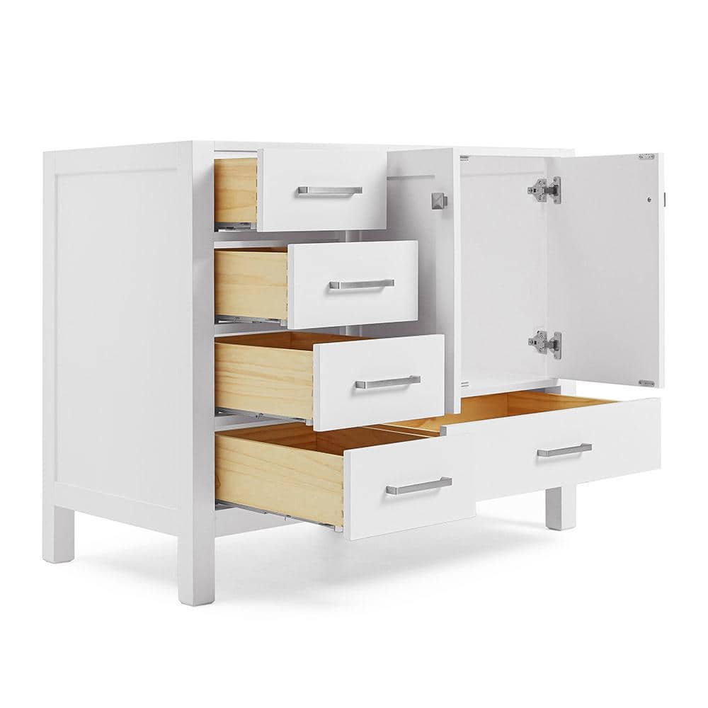 Cambridge 42" White Solid Wood Freestanding Vanity Cabinet