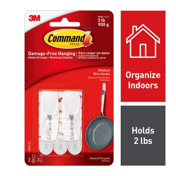 Command Medium White Wire Toggle Hook (2-Pack)