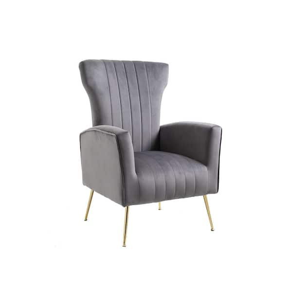 Carolina Chair and Table Cela Gray Velvet Upholstered Wingback