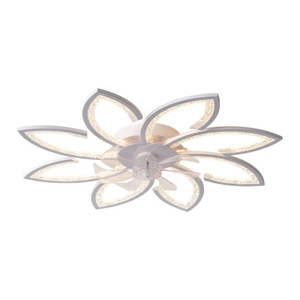 OLUZFAN Modern 35.4 in. (2.95 ft.) Indoor Low Profile Ceiling Fan with LED Dimmable Light and Remote Included White