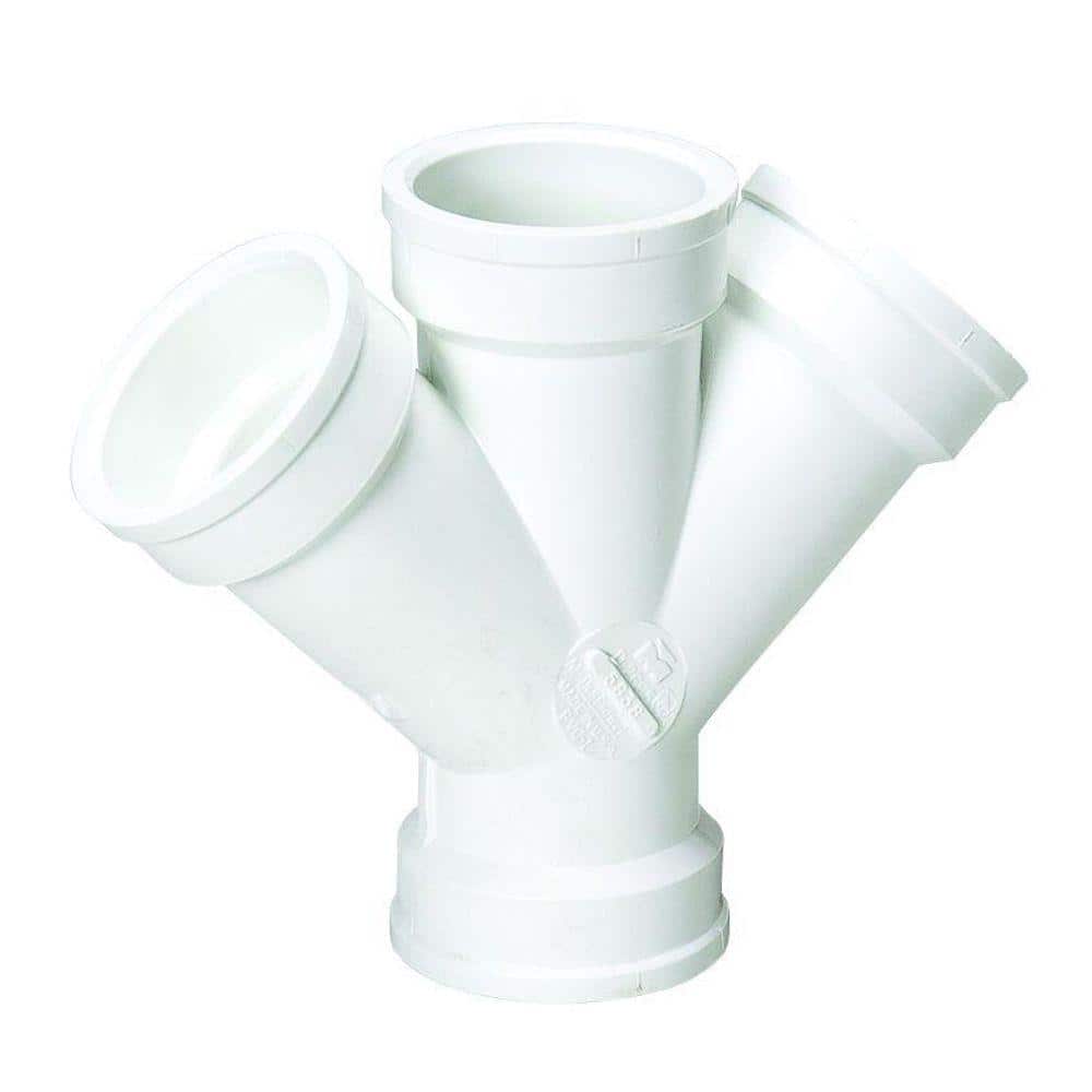 Mueller Streamline 2 in. PVC DWV 45-Degree All-Hub Double Wye 05839H ...