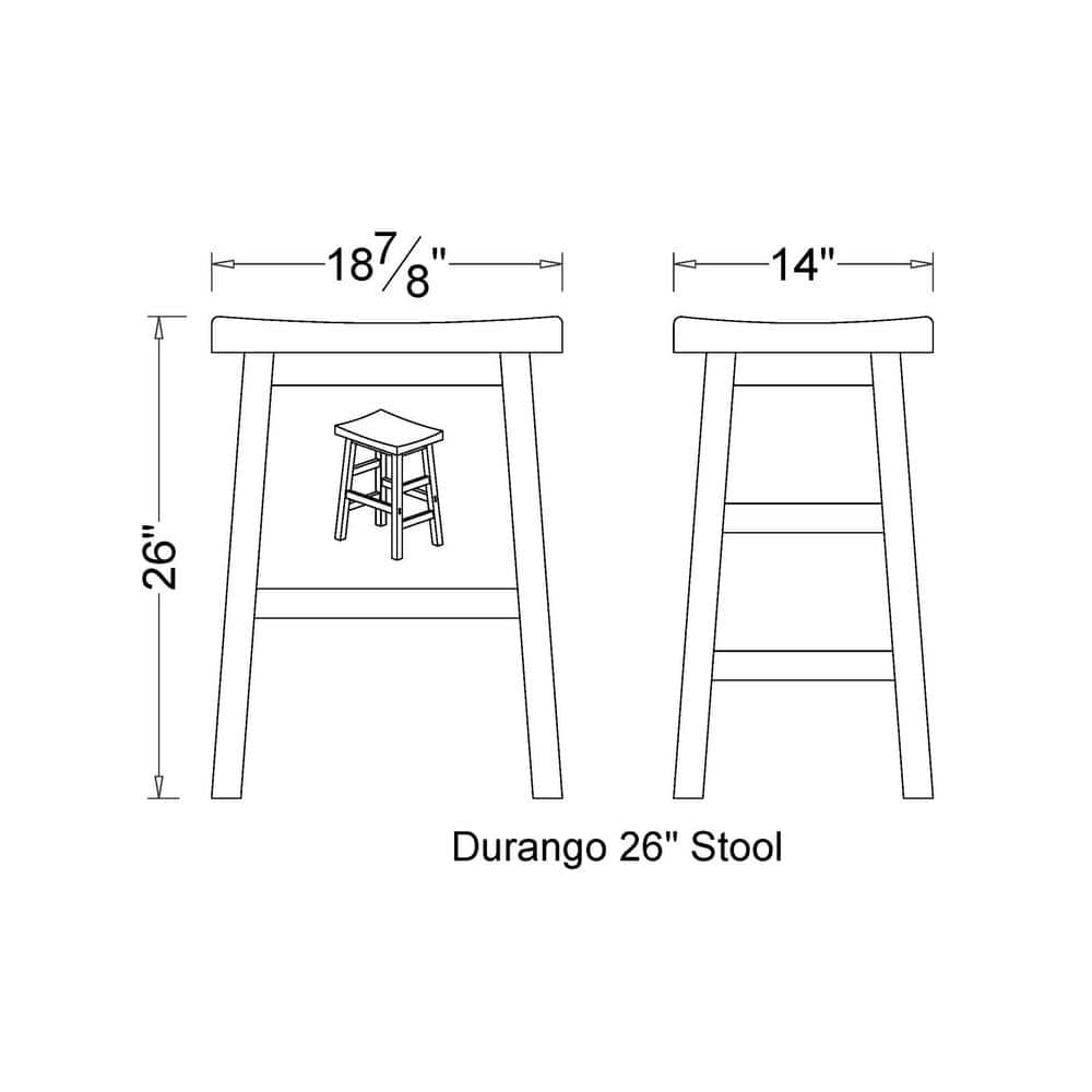 Durango 26" Brown Wood and Metal Saddle Stool