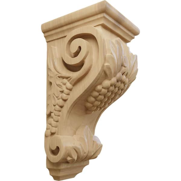 Ekena Millwork 5 in. x 4-1/2 in. x 10 in. Unfinished Wood Cherry Medium Grape Corbel
