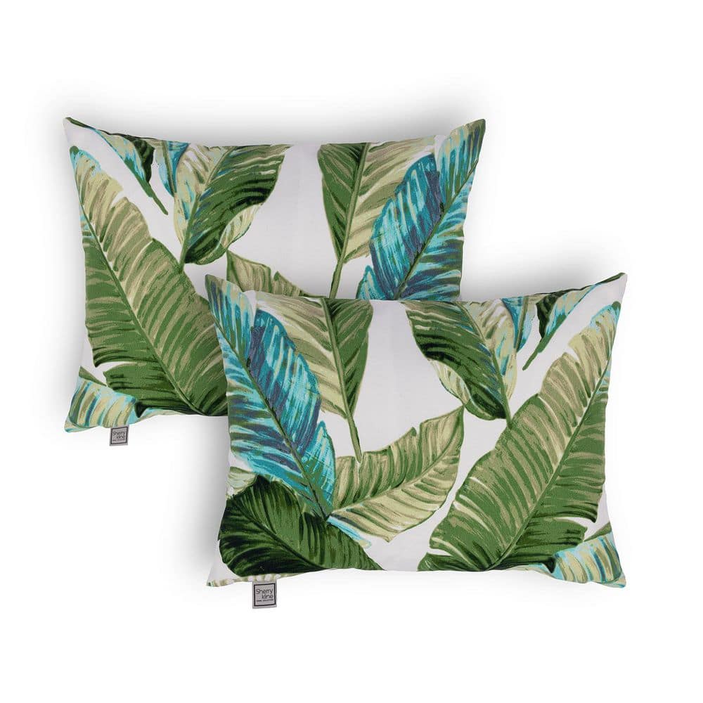"TROPICAL LEAVES Outdoor Throw Pillow SET OF TWO 13""X18"" PILLOWS FILLED WITH 100% POLYESTER" price history on PriceWatchPro