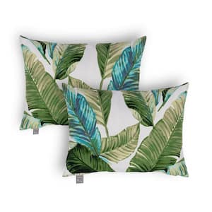 TROPICAL LEAVES Outdoor Throw Pillow SET OF TWO 13''X18'' PILLOWS FILLED WITH 100% POLYESTER