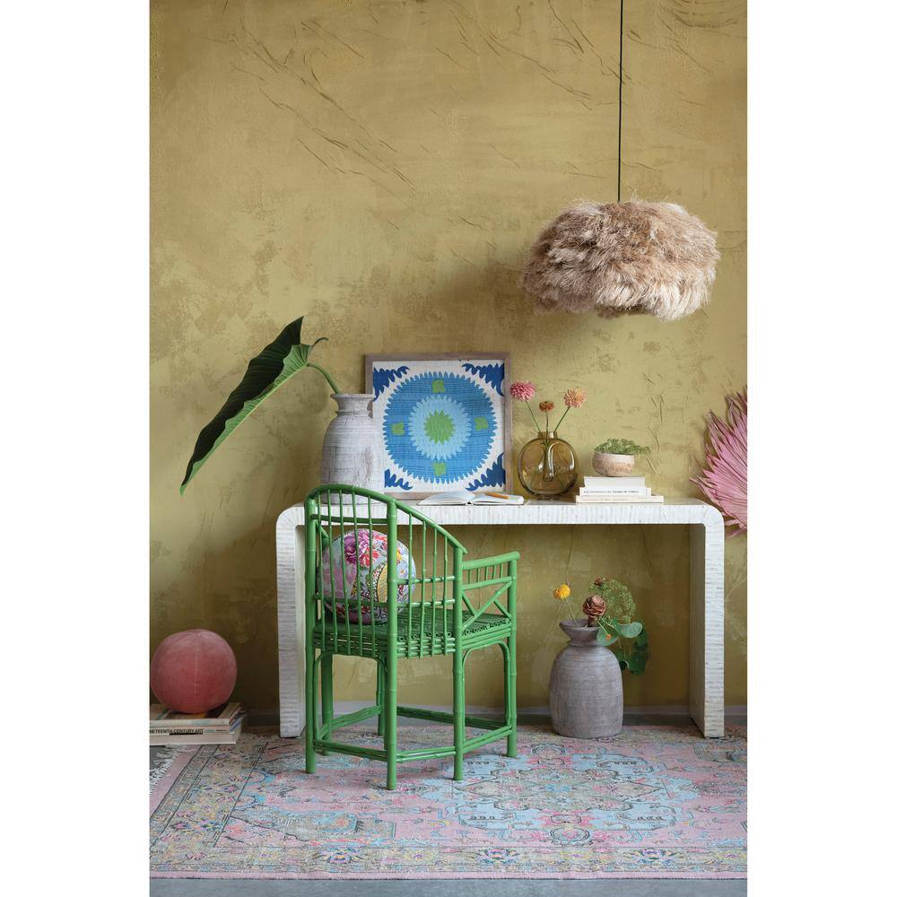 White Mother of Pearl Waterfall Console Table with Storage