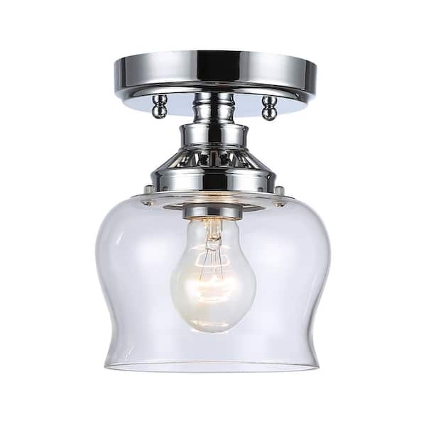 Daphne 1-Light Semi-Flush in Chrome with Clear Glass