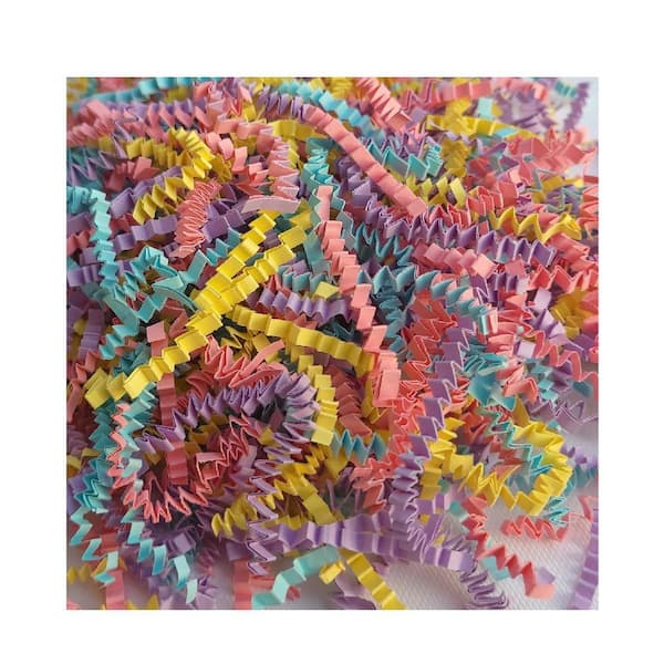 N/A 1 lb. Shred Paper Filler Crinkle Cut for Gift Wrapping and Basket Filling Macaron Colors Light Pink Purple Green Yellow