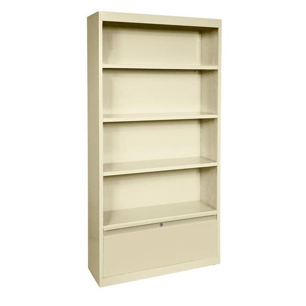 Sandusky 58 in. Putty Metal 4-shelf Standard Bookcase with Adjustable Shelves
