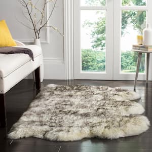 Sheep Skin Ivory/Smoke Grey Doormat 3 ft. x 5 ft. Solid Area Rug
