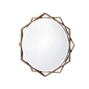 Medium Round Gold Beveled Glass Asian Mirror (28.5 in. H x 28.5 in. W)