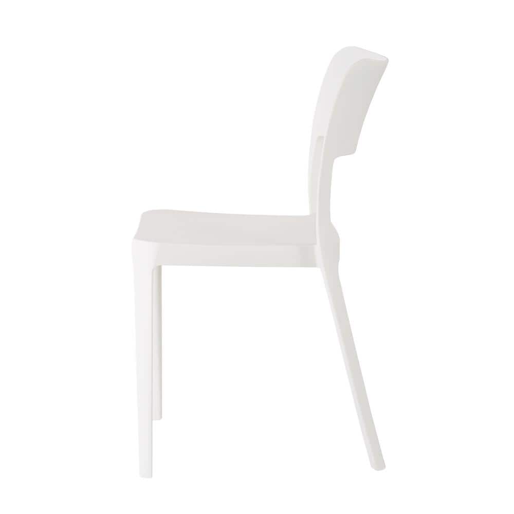 White Stackable Armless Resin Dining Chairs, Set of 2