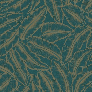 Large Sparkling Feathers Wallpaper Teal Paper Strippable Roll (Covers 57 sq. ft.)