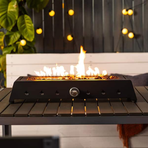 Portable 28 in. Black Steel Gas Propane Outdoor Fire Pit, Tabletop