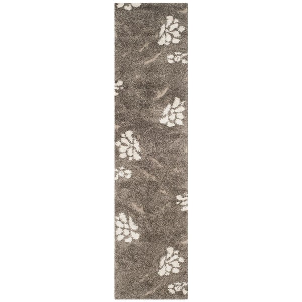 Florida Shag 2 x 19 Smoke/Beige Scroll Runner Rug