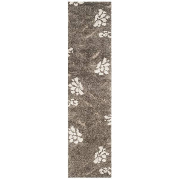 Florida Shag 2 x 21 Smoke/Beige Scroll Runner Rug