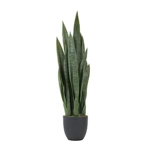 3 ft. Green Artificial Snake Sansevieria Plant with a Pot