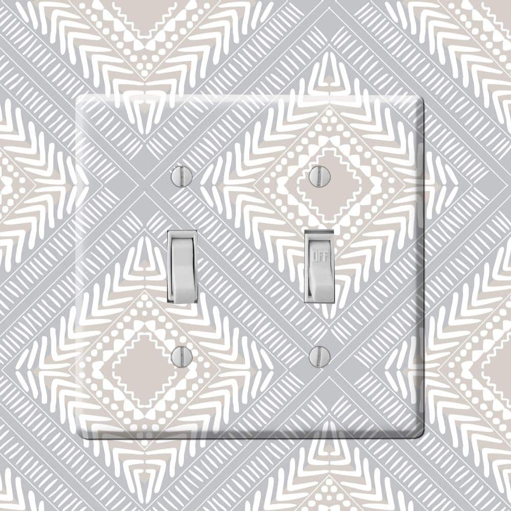 Grey and Beige Tribal Squares Peel and Stick Wallpaper Roll