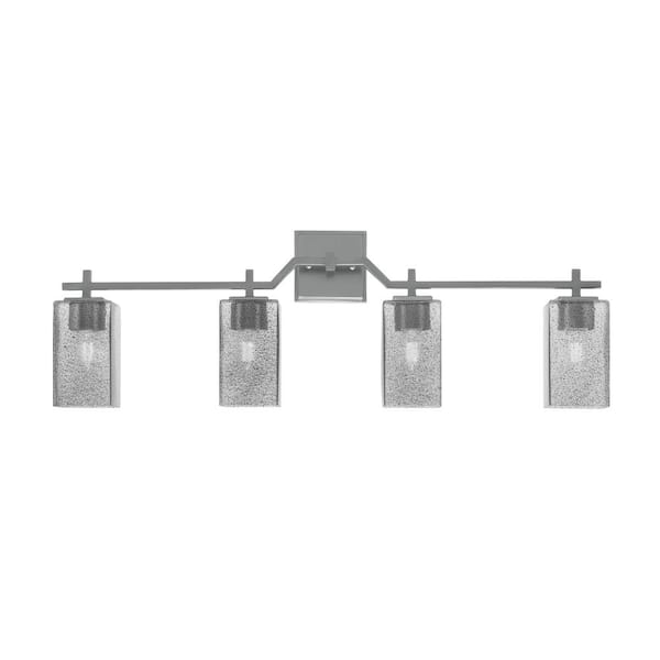 Unbranded Bridgewater 4 Light Bath Bar, Graphite Finish, 3.5 in. Square Smoke Bubble Glass