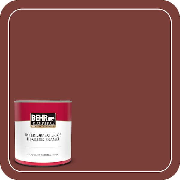 BEHR PREMIUM PLUS 1 qt. #PPU2-02 Red Pepper Hi-Gloss Enamel Interior/Exterior Paint & Primer