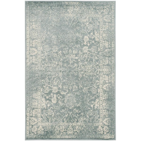 SAFAVIEH Adirondack Slate/Ivory 4 ft. x 6 ft. Border Distressed Area Rug