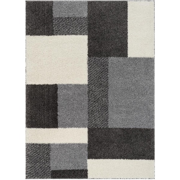 Well Woven Madison Shag Cubes Modern Geometric Dark Grey Thick Pile 7 ft. 10 in. x 9 ft. 10 in. Area Rug
