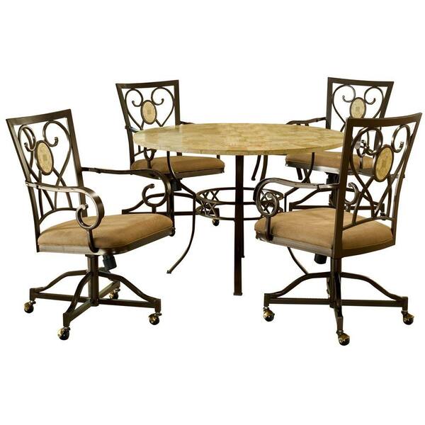 Hillsdale Furniture Brookside 5-Piece Round Dining Set with Castered Chairs