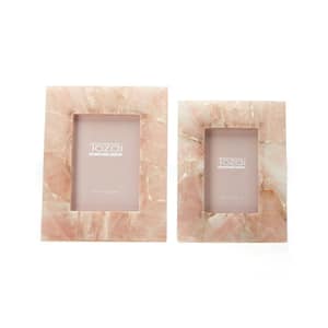 Pink Quartz Picture Frames in Gift Box Includes 2-Sizes: 4 in. x 6 in. and 5 in. x 7 in. (Set of 2)